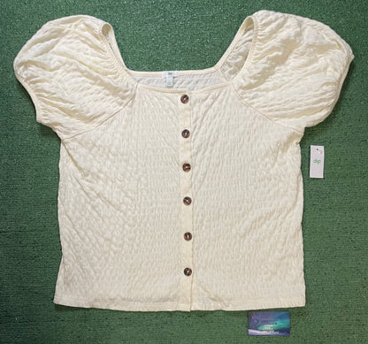 dip cream button short sleeve