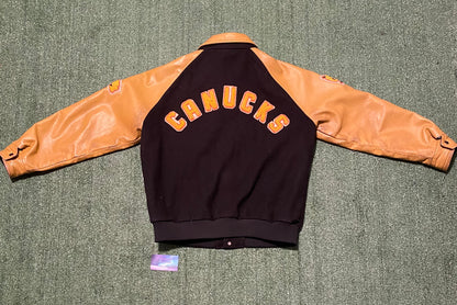 Vintage Bentley Canucks Leather Varsity Jacket