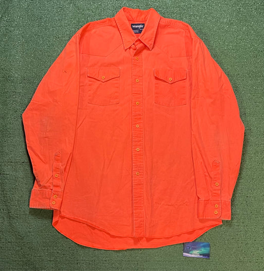 Vintage Wrangler vibrant orange western button up