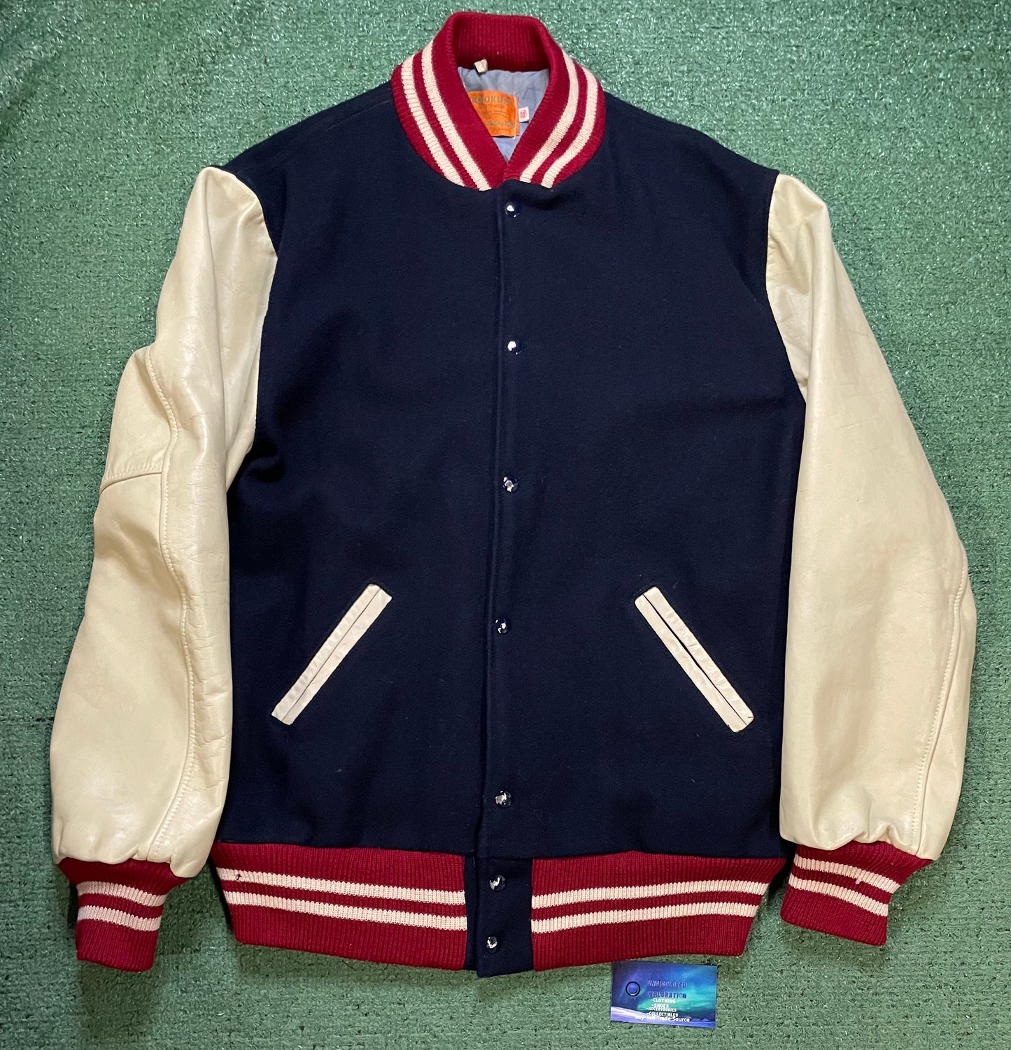 Vintage 1980s Skookum wool & leather varsity jacket