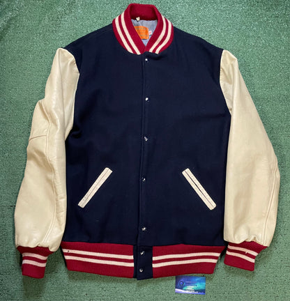 Vintage 1980s Skookum wool & leather varsity jacket