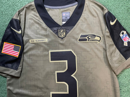 Nike Russell Wilson #3 Olive Seattle Seahawks Salute to Service Jersey