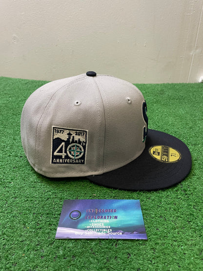 Seattle Mariners 40th anniversary grey and navy fitted new era hat