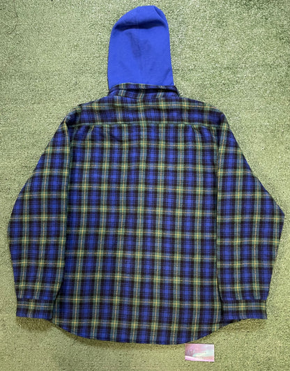 Supreme blue tartan  hooded flannel
