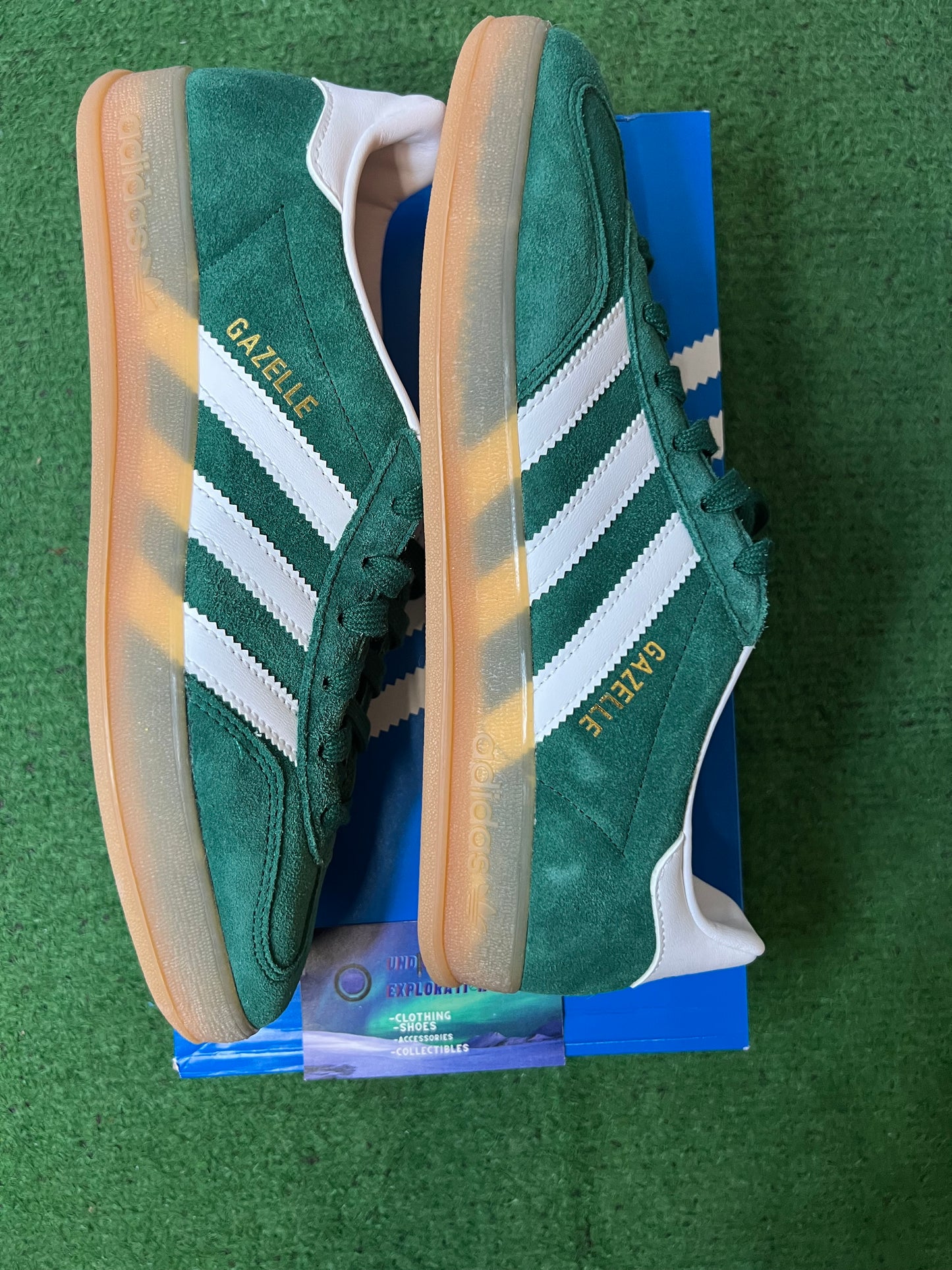 Adidas Gazelle Indoor Collegiate green Gum size 8men/9.5women