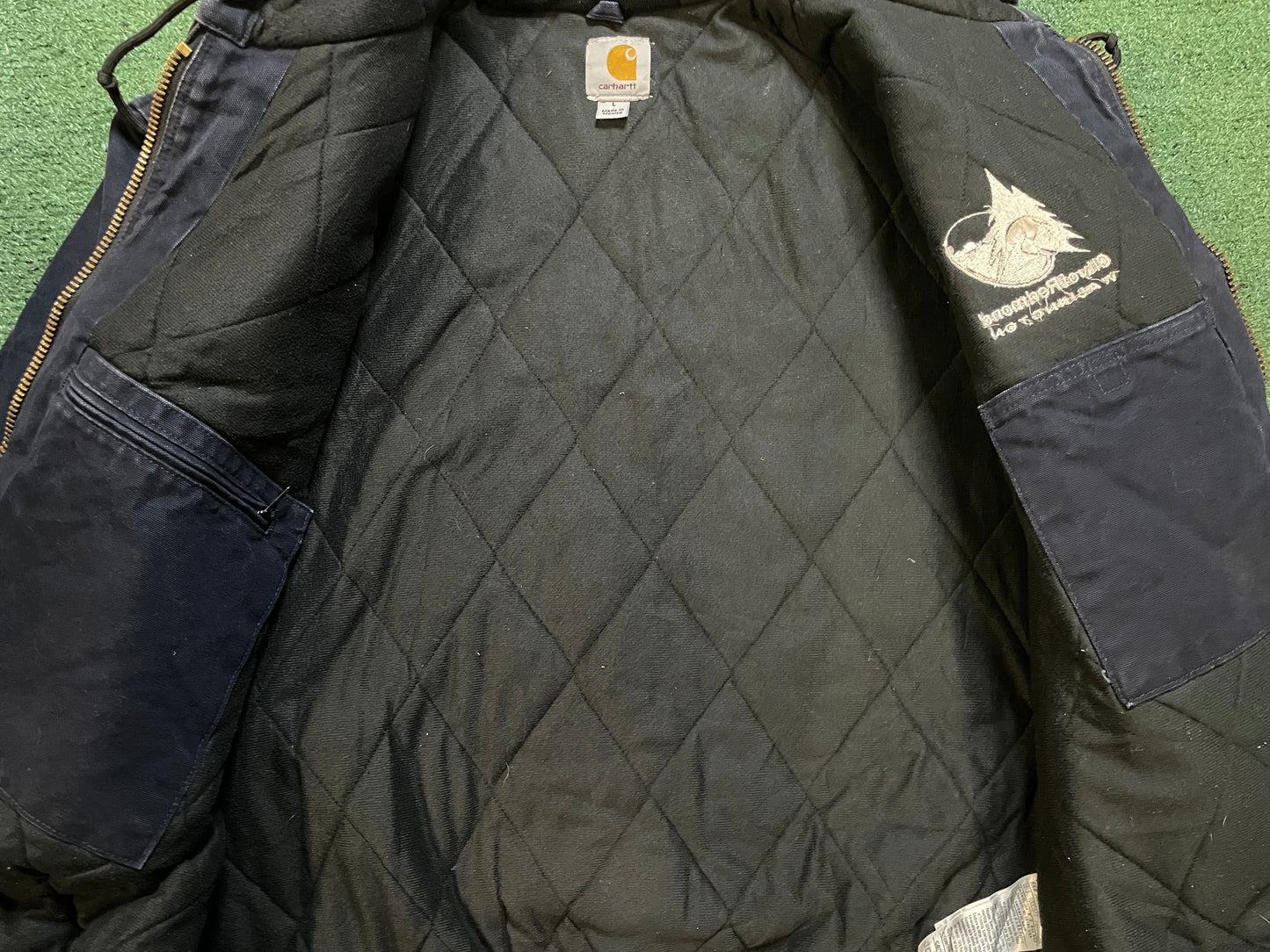 Vintage Carhartt navy hooded jacket