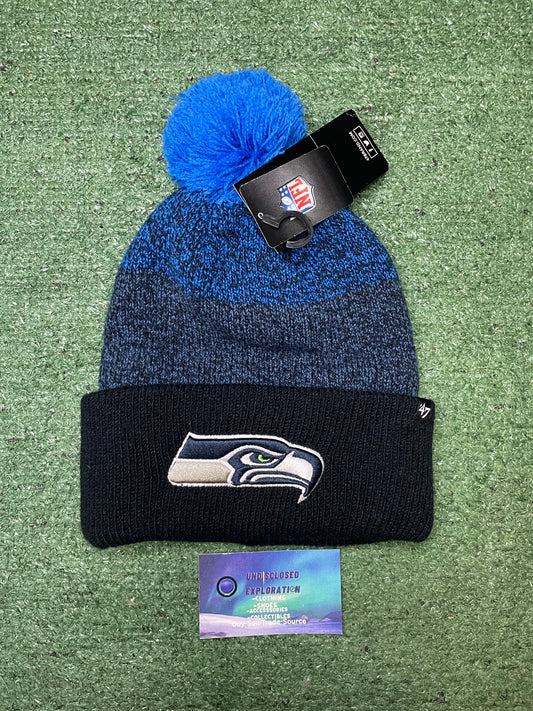 Seattle Seahawks blue and black Pom beanie
