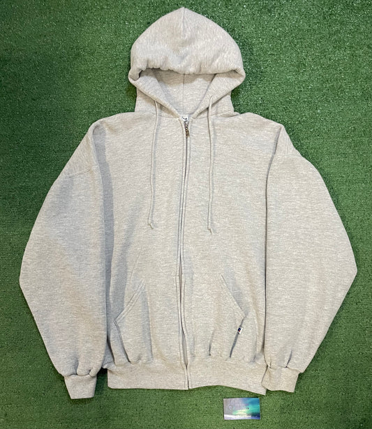 Vintage 1990s Russell grey zip up hoodie
