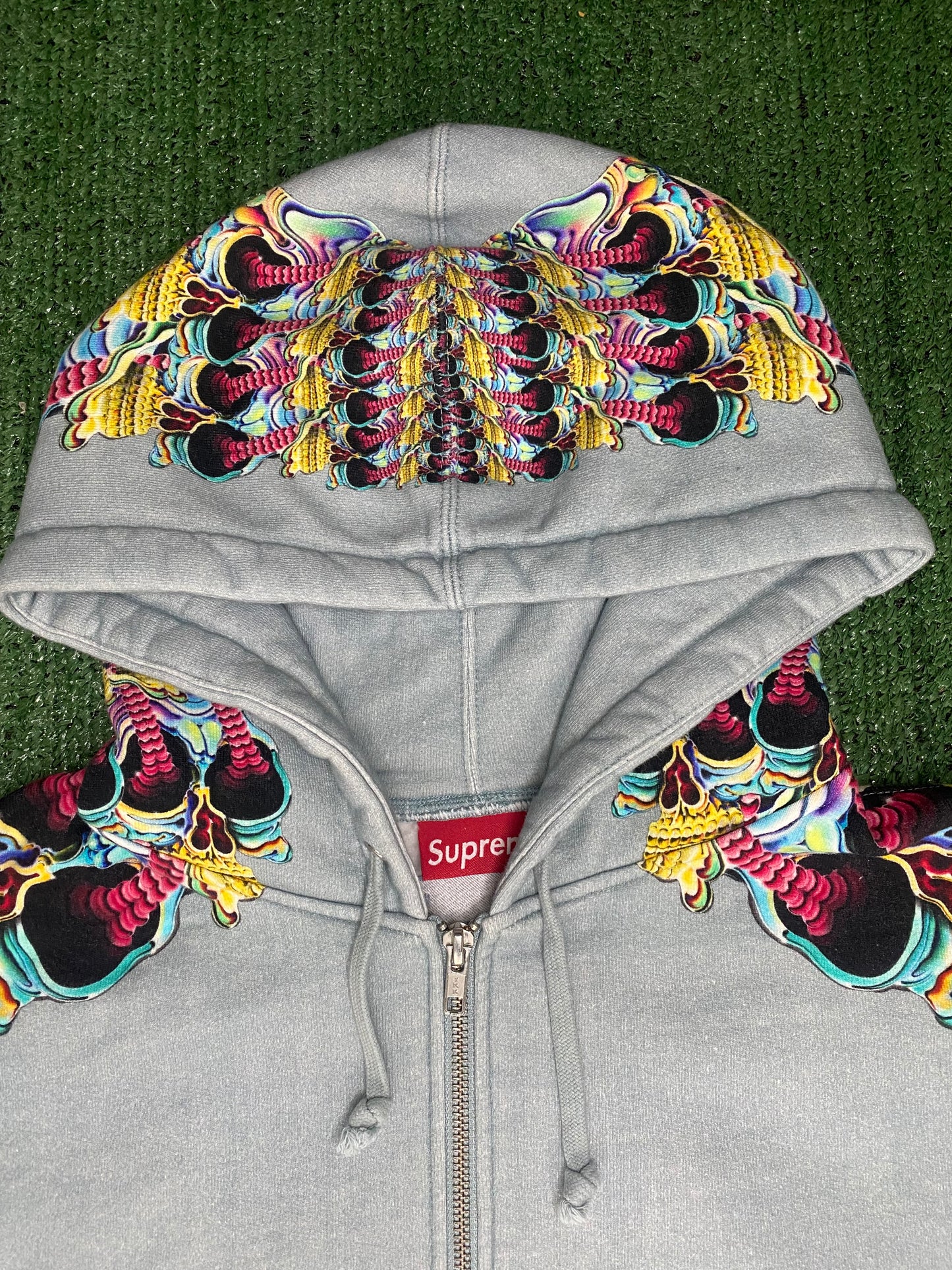 Supreme skulls zip up hoodie light slate