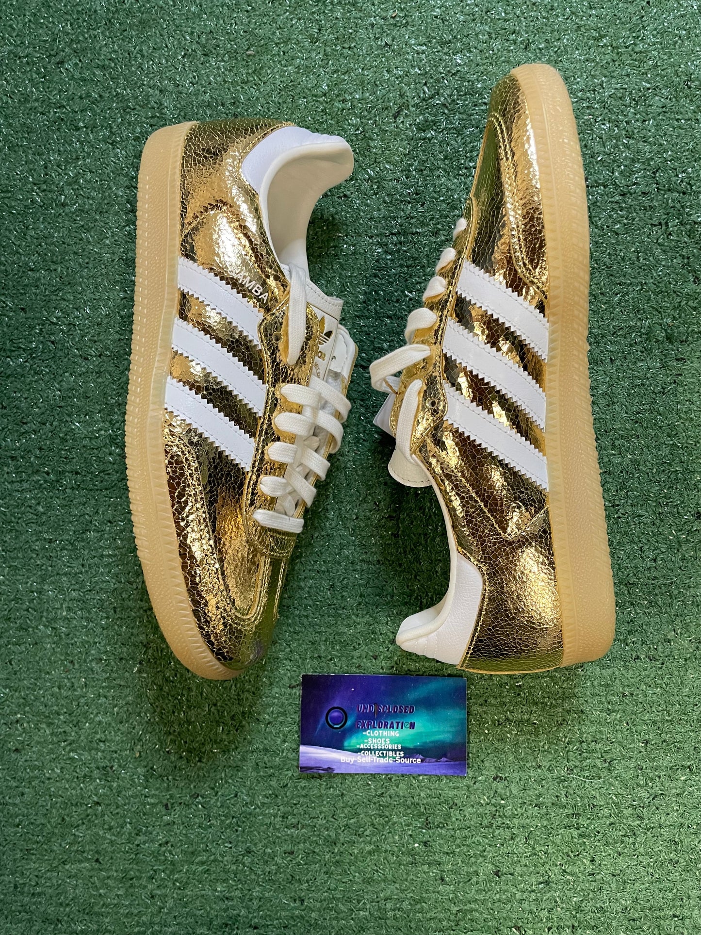 Adidas samba gold metallic cracked leather