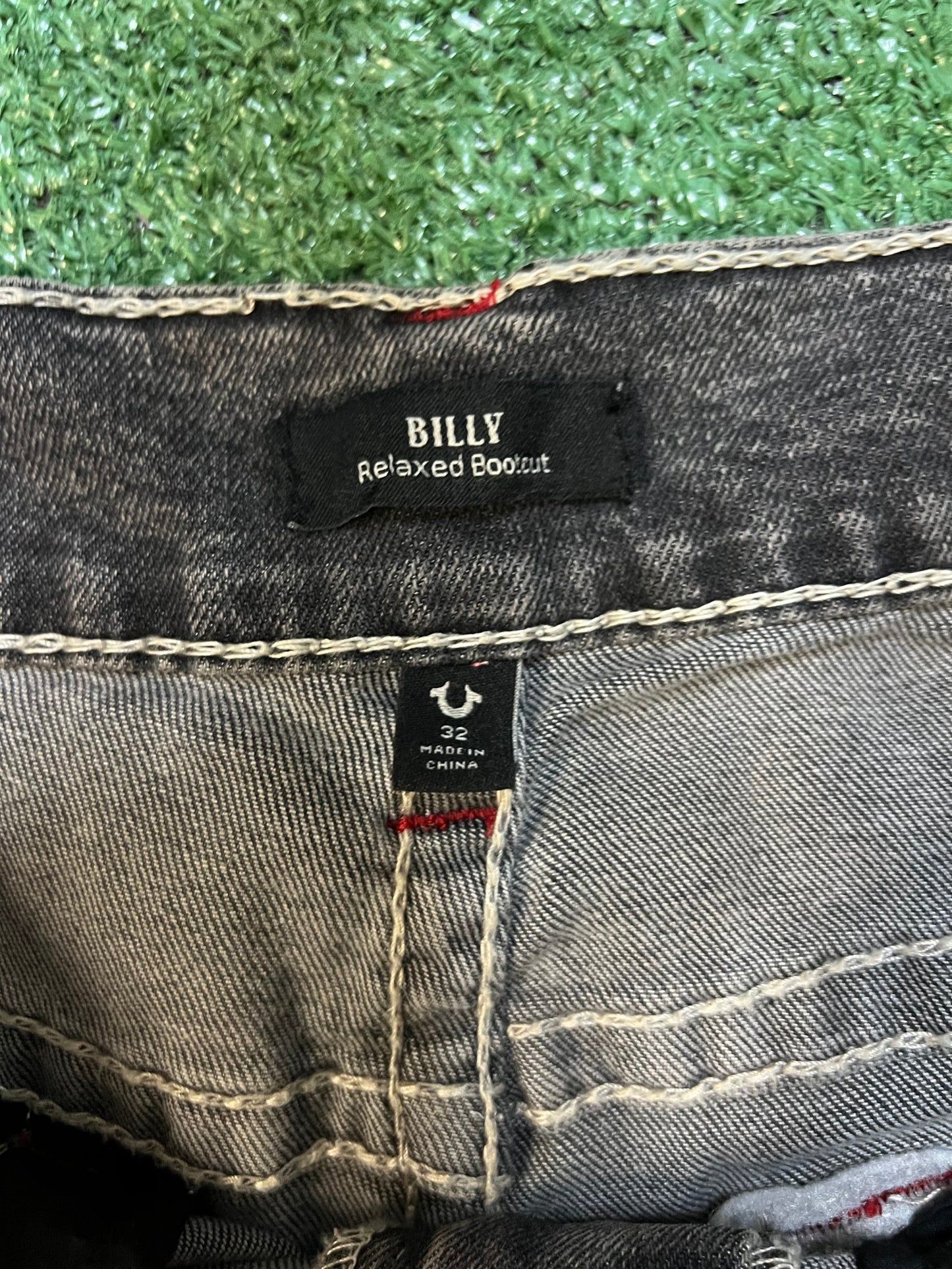 True religion grey embroidered pocket jeans