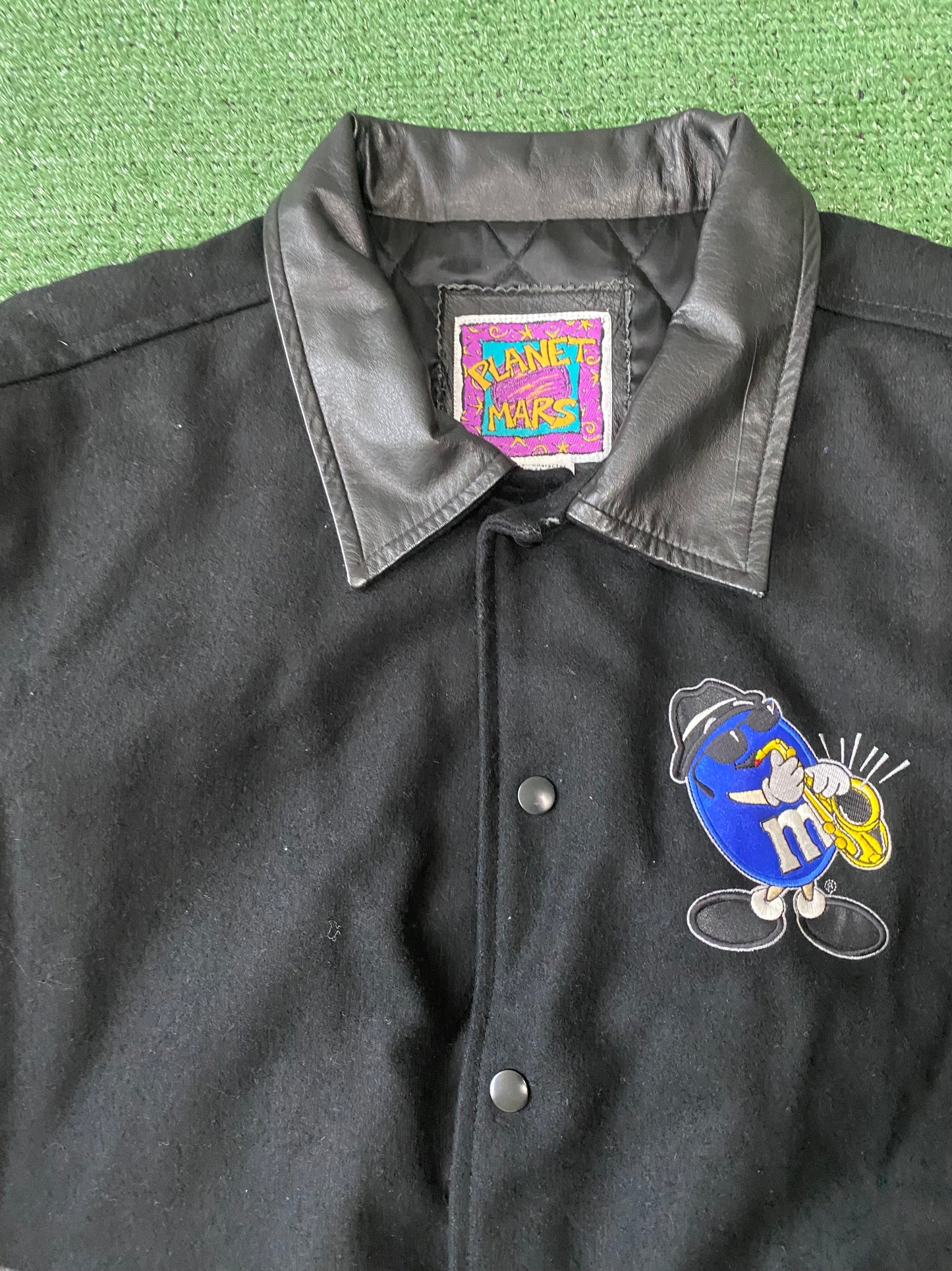 Vintage M&Ms Blues Leather Jacket