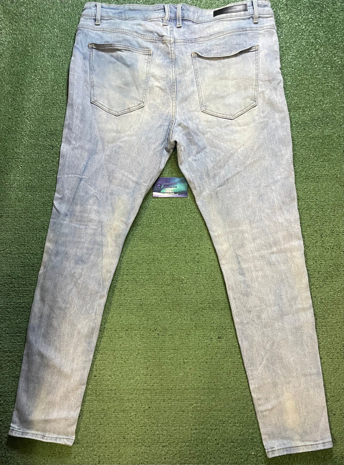 Embellish light wash distressed jeans