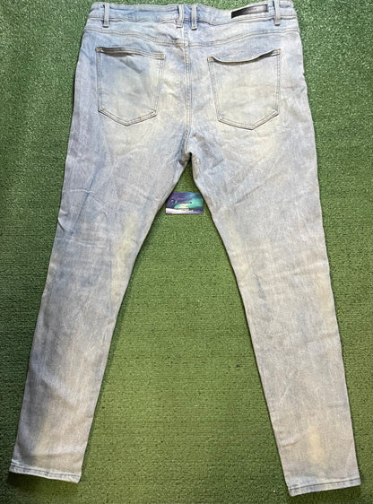 Embellish light wash distressed jeans