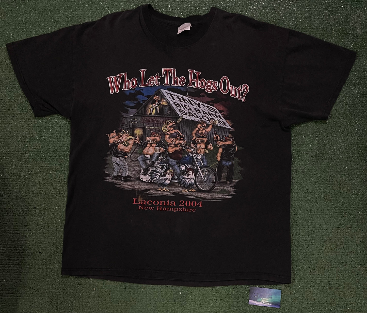 Vintage 2000s Who Let The Hogs Out? Biker tee