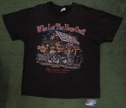 Vintage 2000s Who Let The Hogs Out? Biker tee