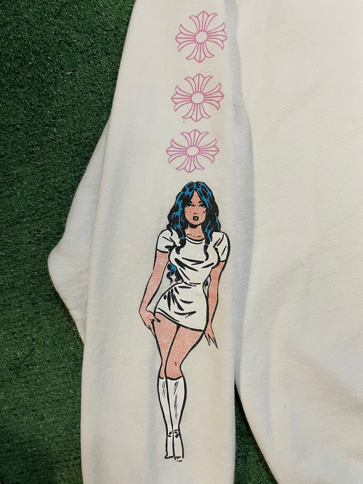 Chrome Hearts sugar jones white and pink crewneck