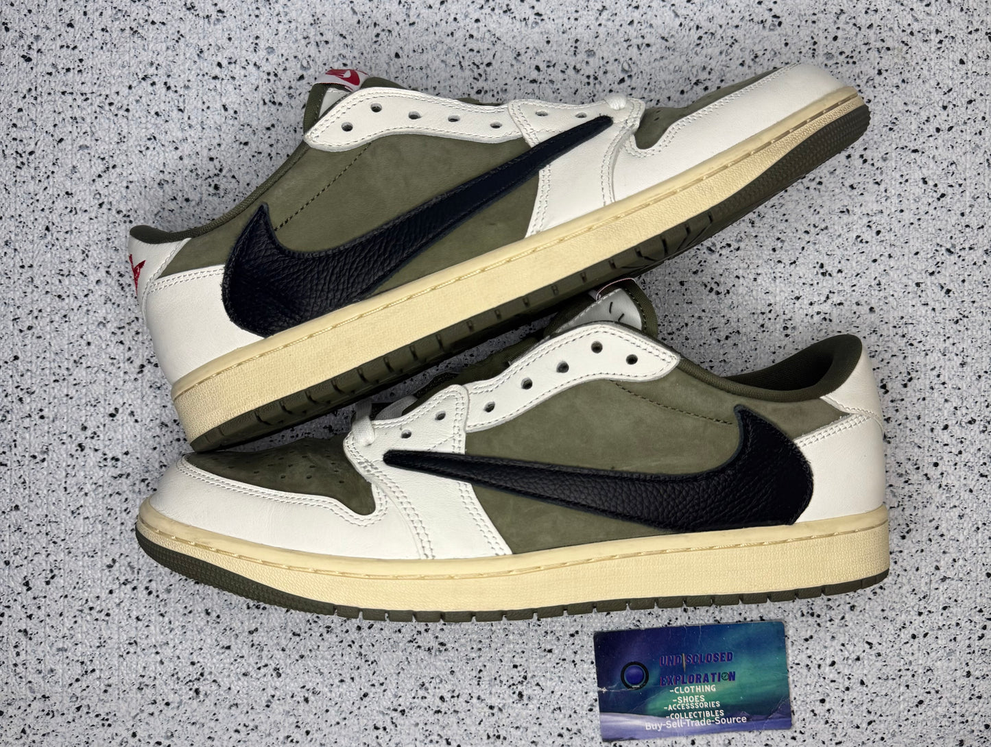 Jordan 1 Low Travis Scott Medium Olive 11.5 Men/13 Women “Preowned”