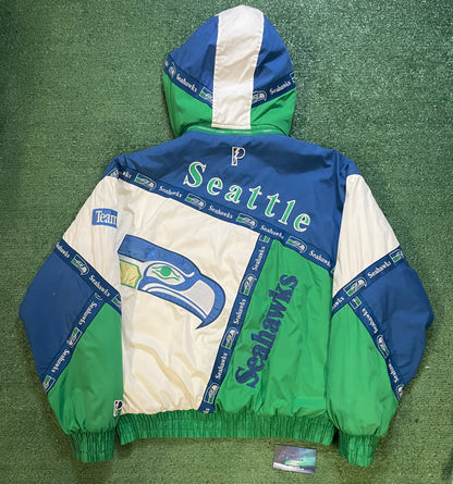 Vintage 1990s Seattle Seahawks pro player puffer jacket