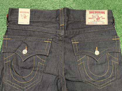 True Religion dark wash  gold stitch jeans