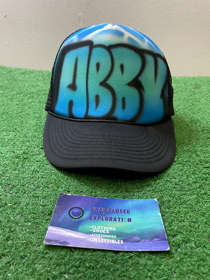 Vintage ABBY airbrush blue and black hat