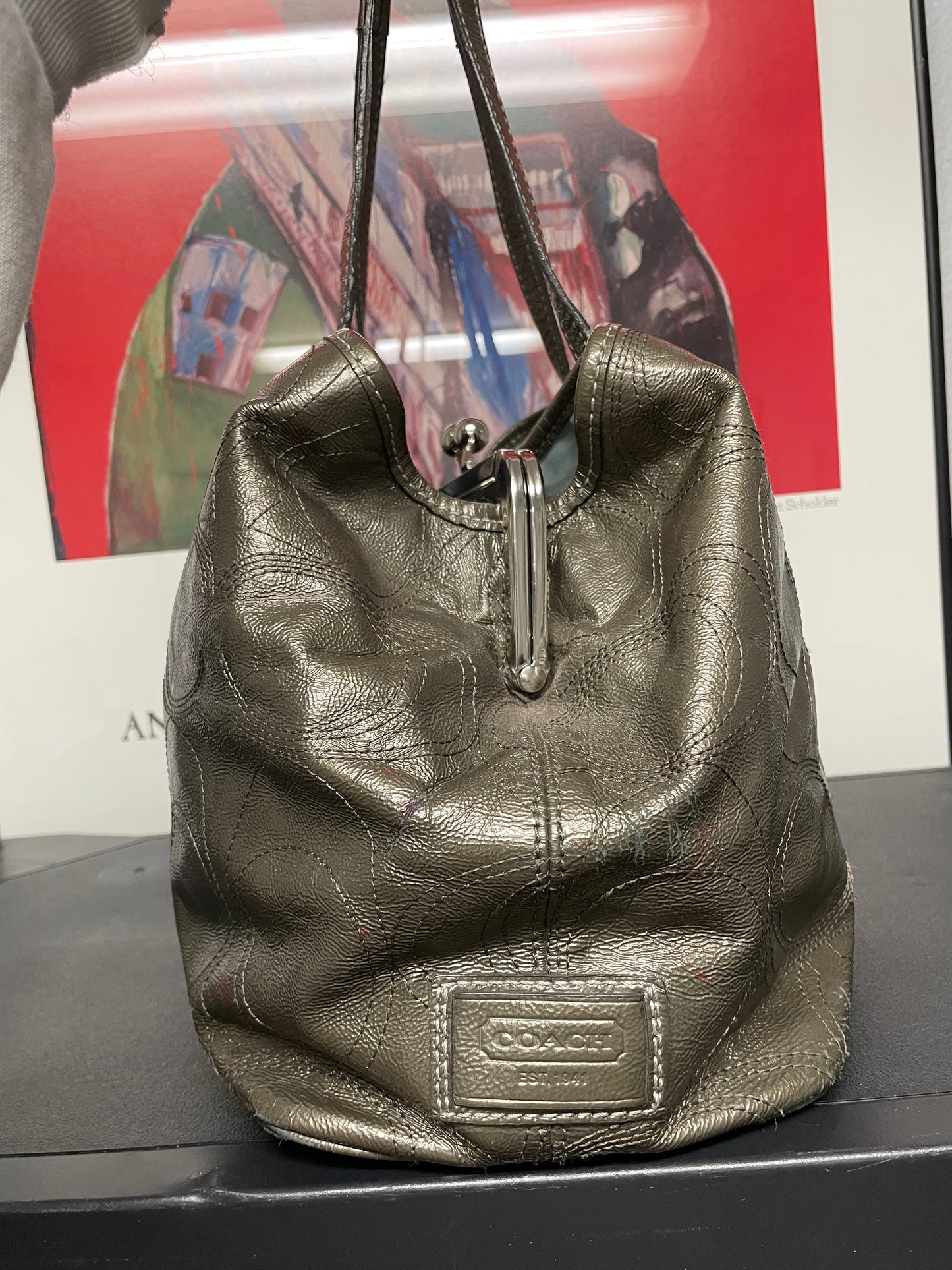 Coach patent leather kisslock shoulder bag