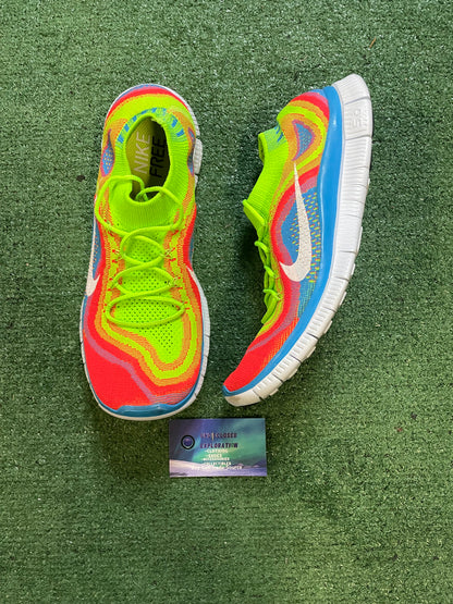 Nike free run 5.0 flyknit rainbow size 12men/13.5women
