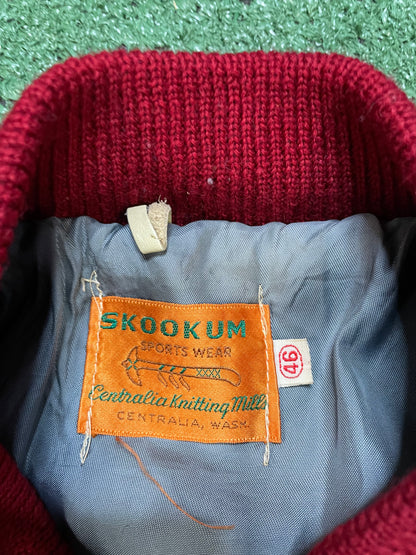Vintage 1980s Skookum wool & leather varsity jacket