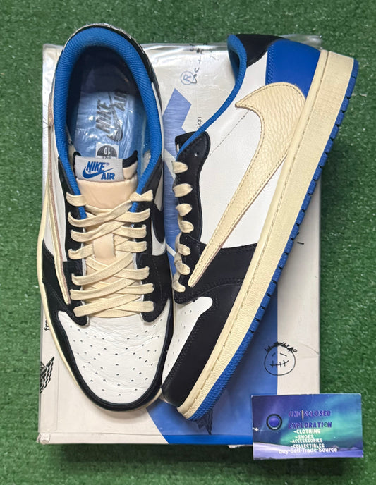 Jordan 1 Low Travis Scott Fragment 10 Men/11.5 Women “Preowned”