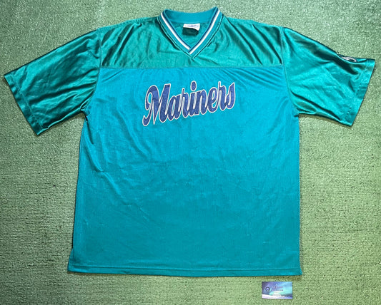 Vintage 1990s Seattle Mariners blue and teal jersey embroidered tee