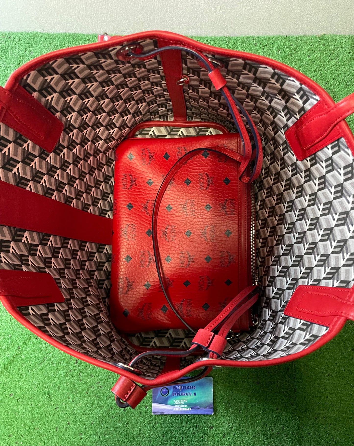 MCM Reversible Liz Visetos candy red bag
