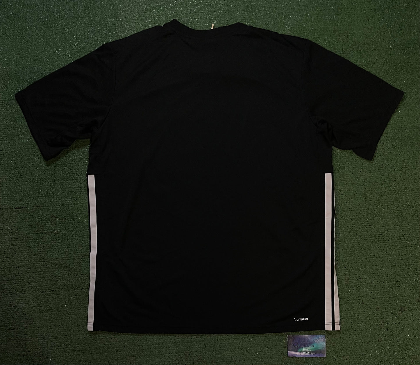 Adidas black & white 3 stripes basic tee
