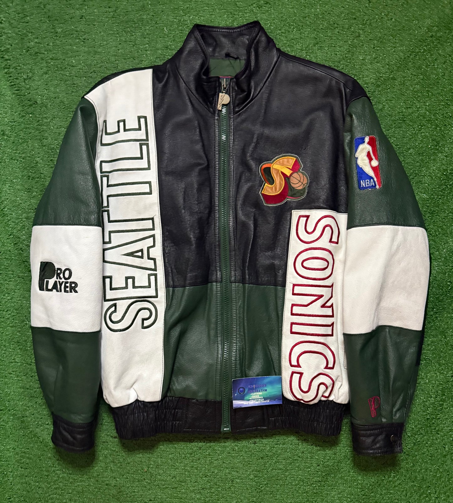 Vintage Seattle SuperSonics Leather Jacket Pro Player