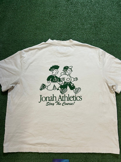 Jonah athletics stay the course white and green tee