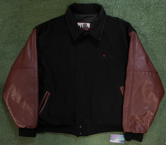 Vintage 1990s Safeco Field Home of the Seattle mariners suede and leather jacket