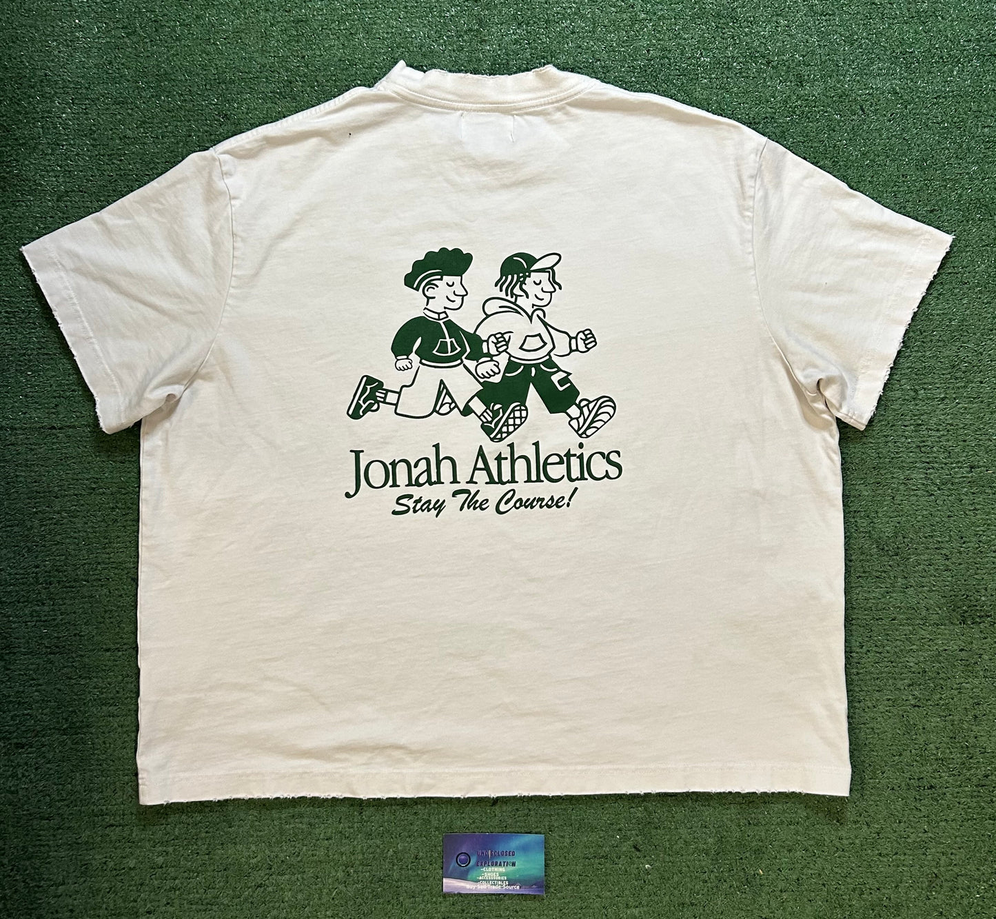 Jonah athletics stay the course white and green tee
