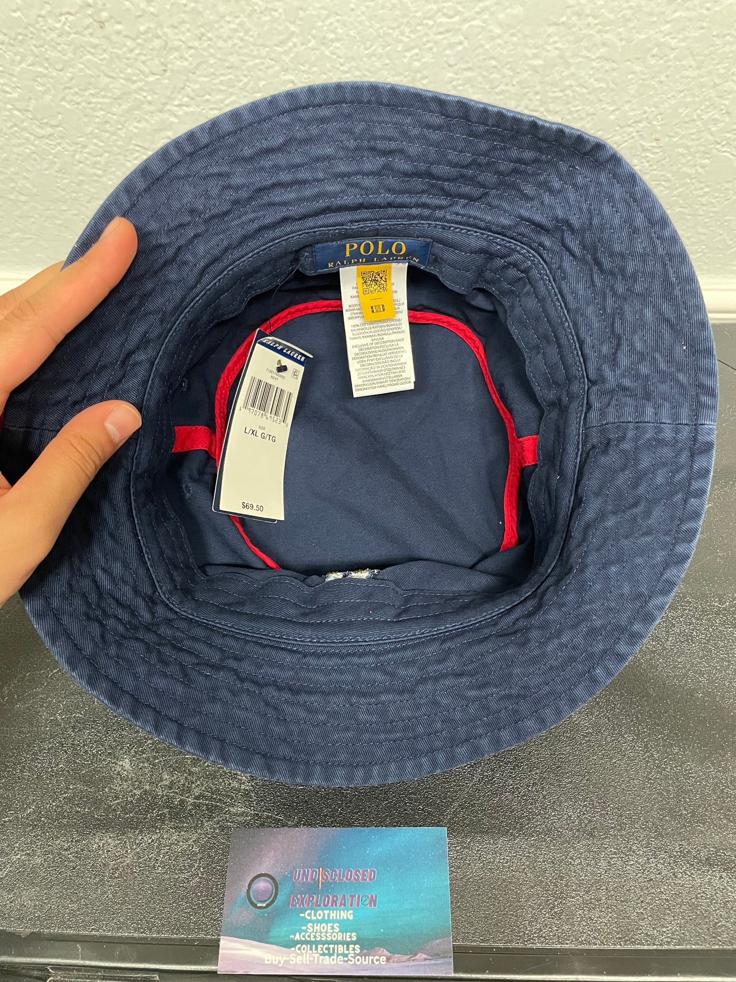 Navy Polo Ralph Lauren bear bucket hat