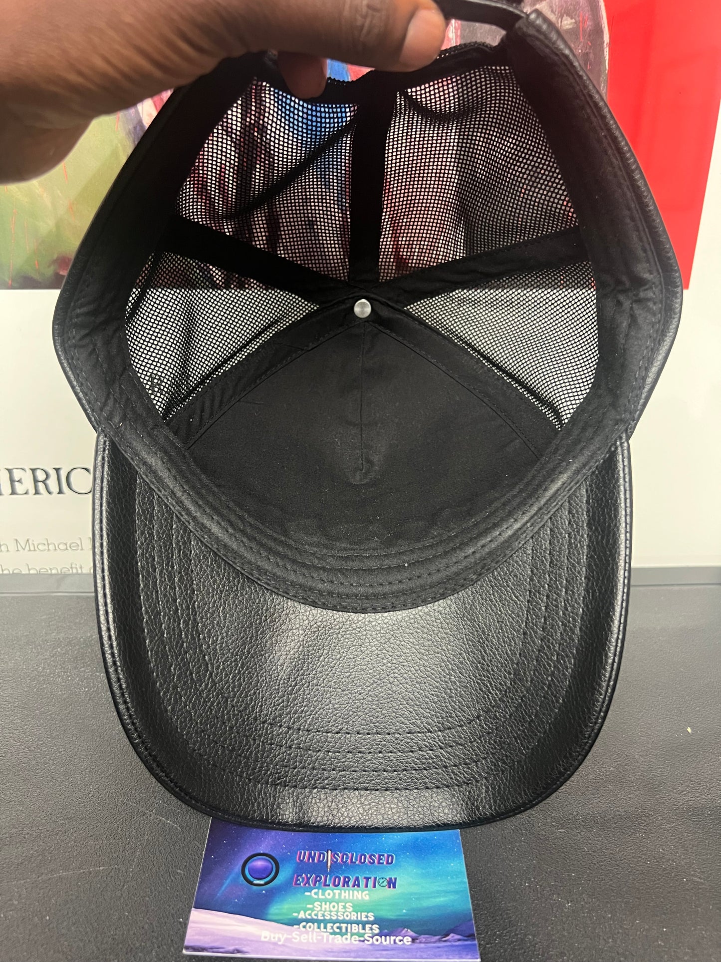 balmain black leather hat