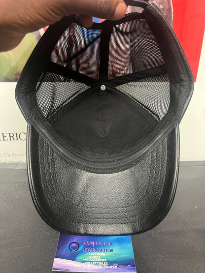balmain black leather hat