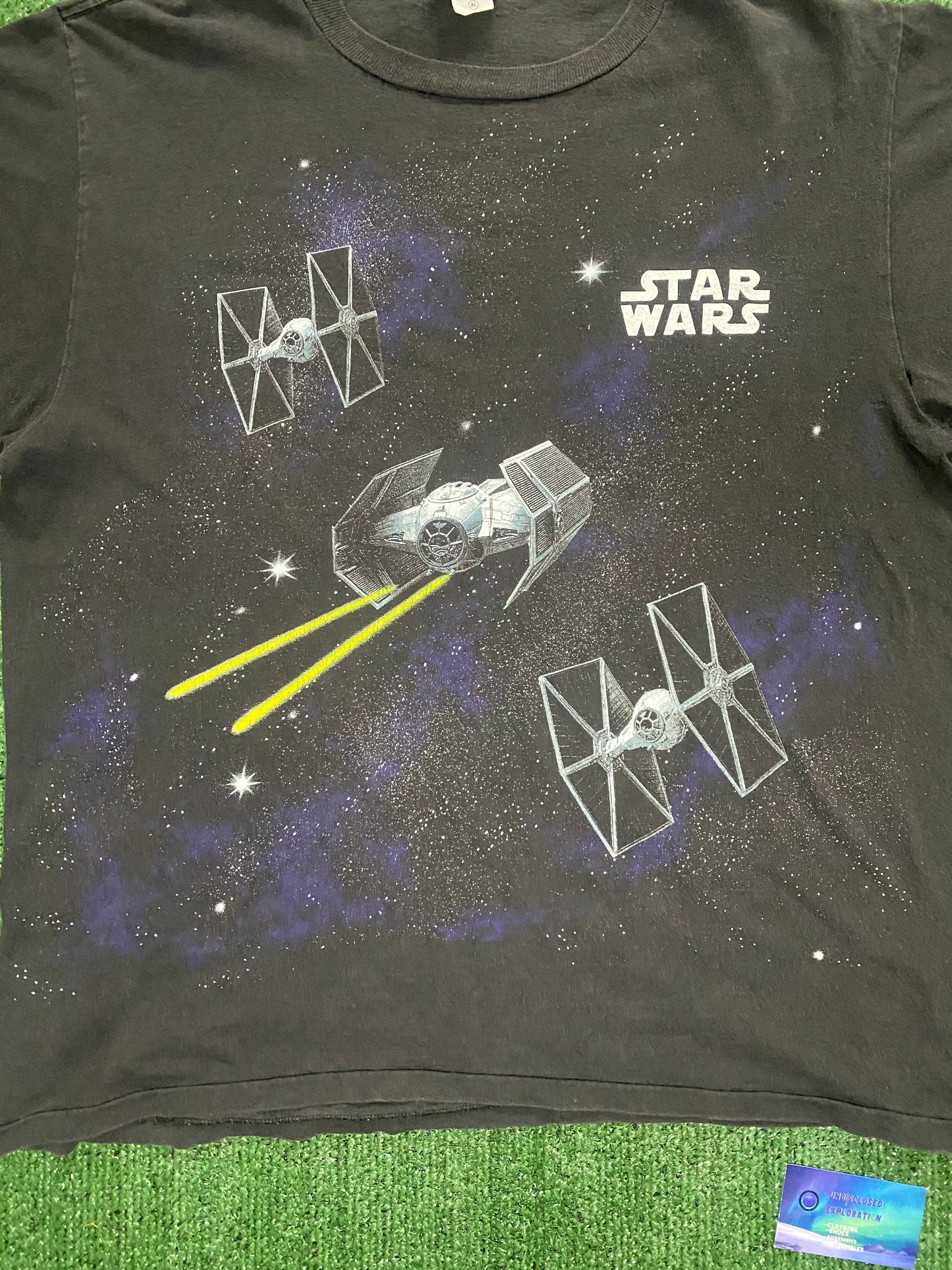 Vintage 1990s Star Wars Death Star millennium falcon tee