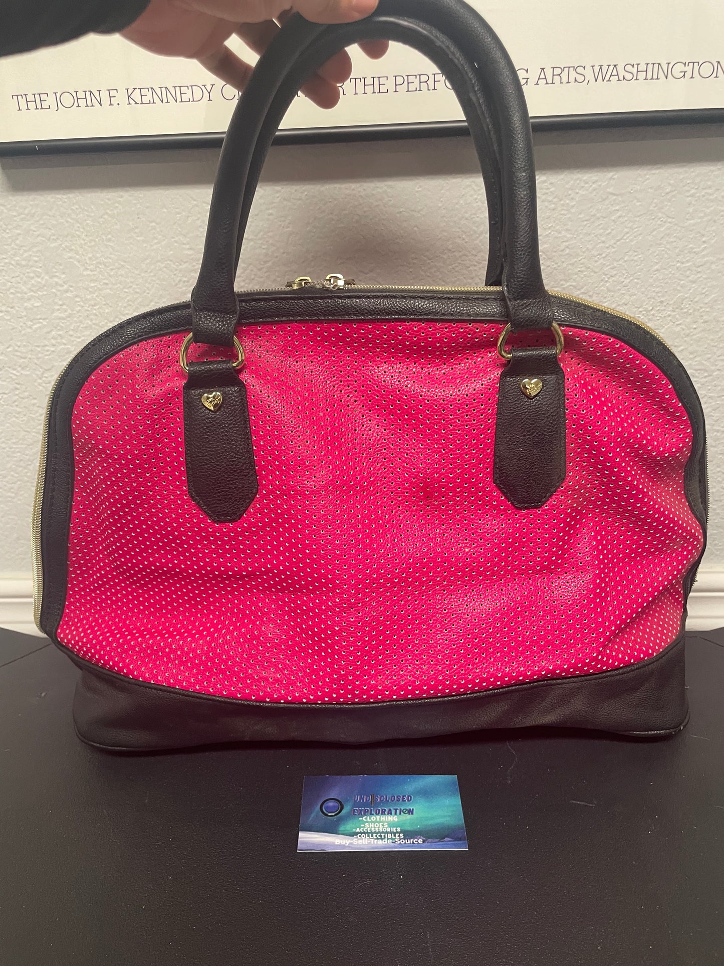 Betsey Johnson black & hot pink bag