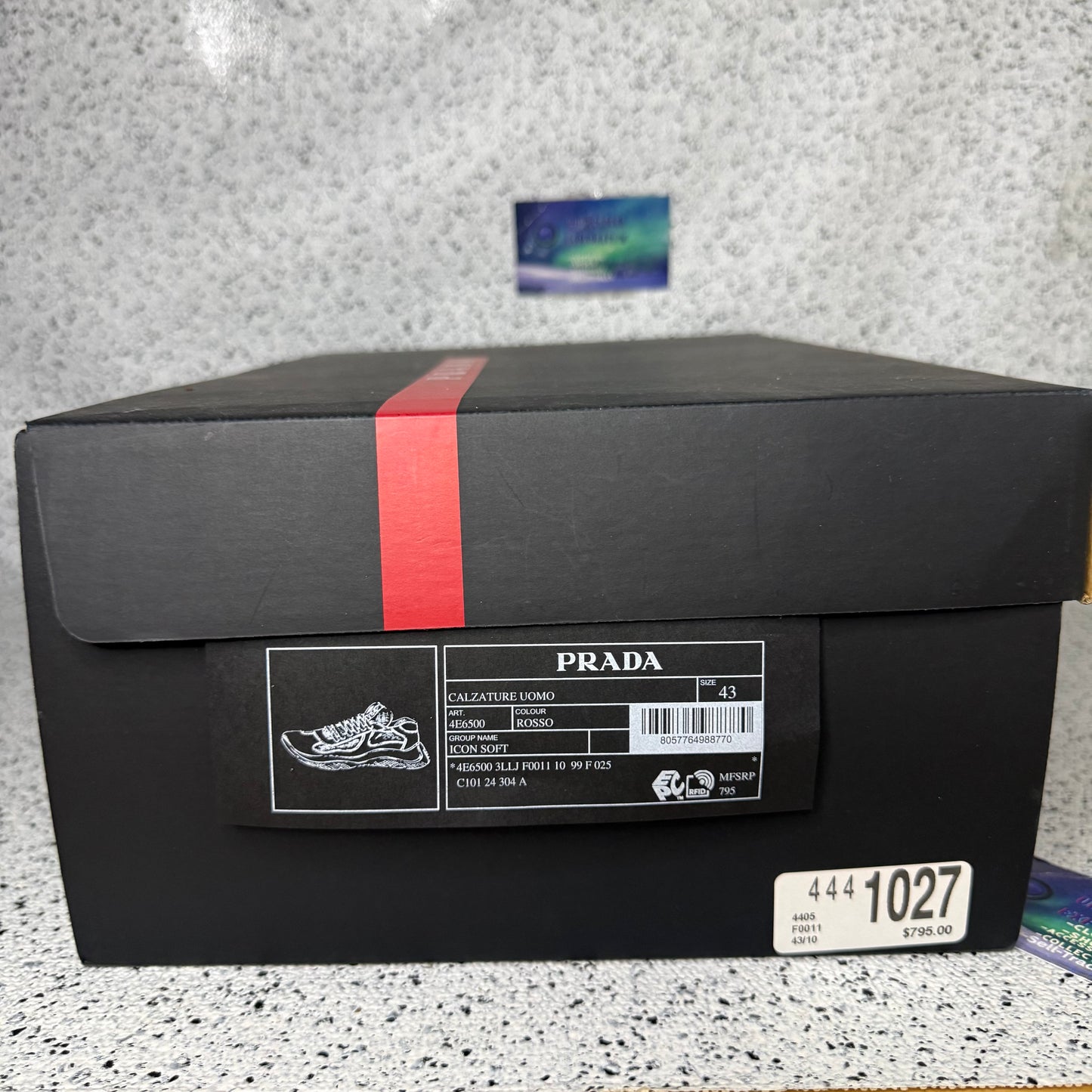 Prada Americas Cup Rubber Sneaker Red 10 Men “Preowned”