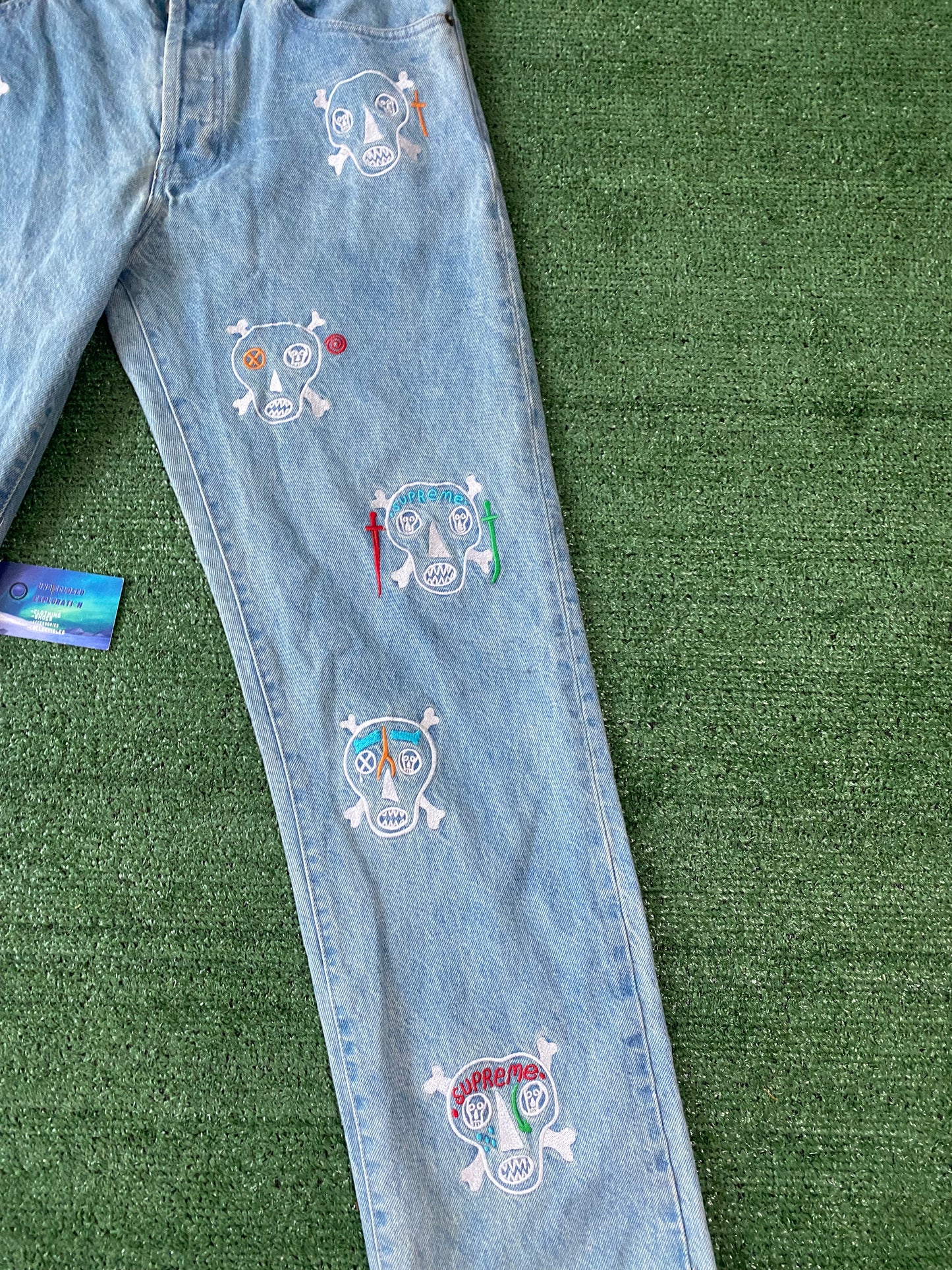 Supreme Clayton Patterson Skulls Embroidered Jean