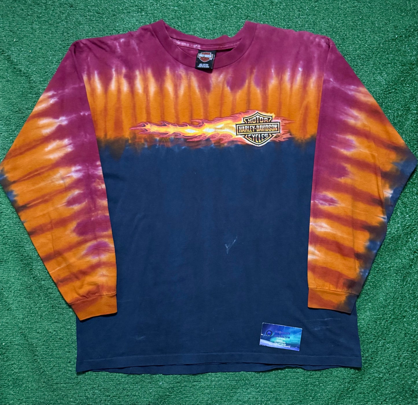 Vintage Harley Davidson Tie Dye Flame Long Sleeve