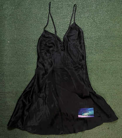 Vintage 1990s Victorias Secret black silk slip dress