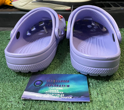 Classic purple Crocs with jibbitz charms