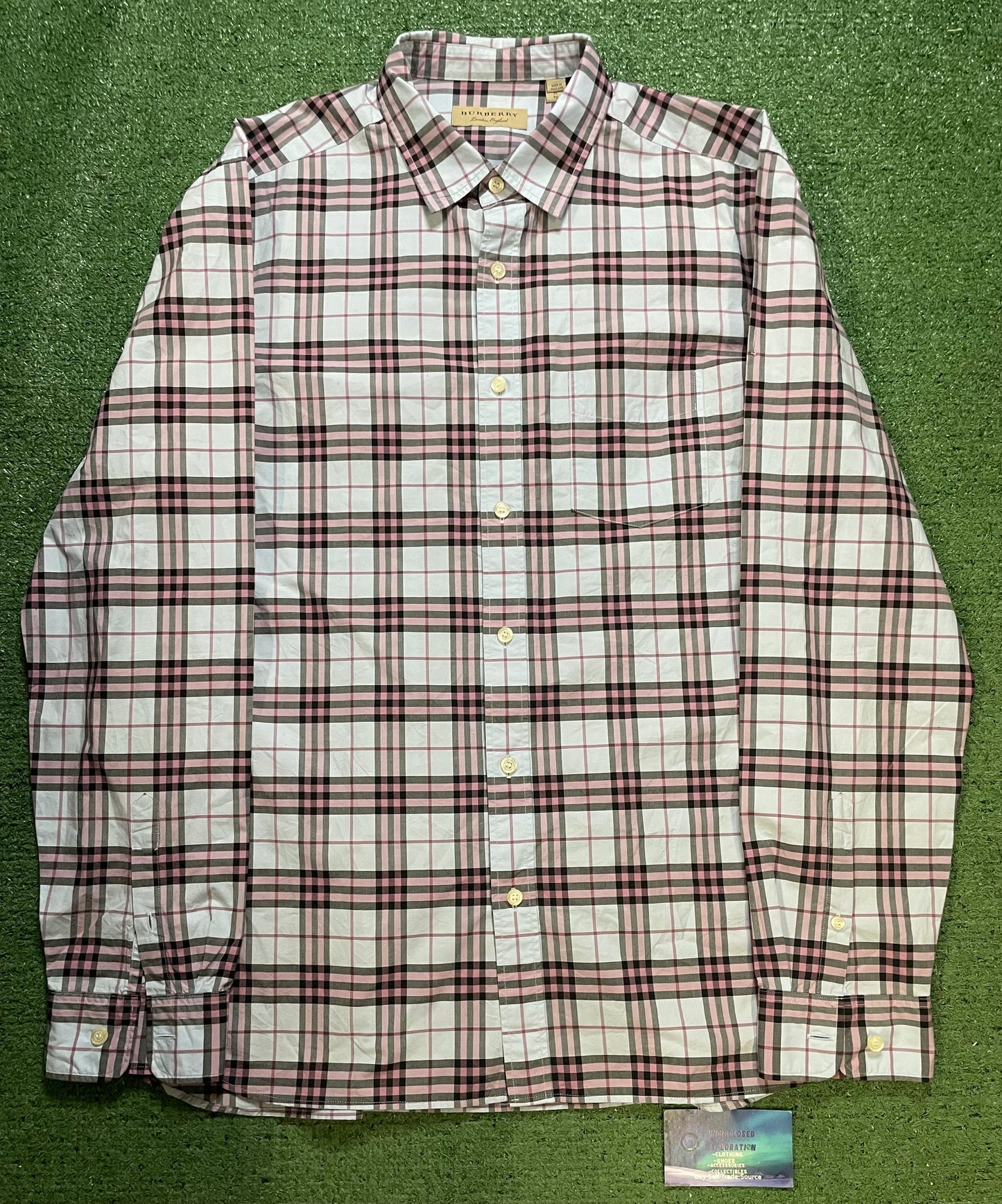 Burberry check pattern plaid blue pink black shirt