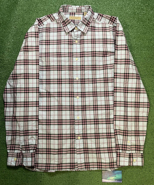 Burberry check pattern plaid blue pink black shirt