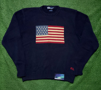 Vintage Polo Ralph Lauren American Flag Knit Sweater