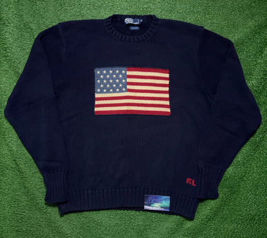 Vintage Polo Ralph Lauren American Flag Knit Sweater